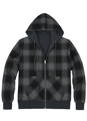 Men's Reversible Plaid Zip-Up Hooded Sweatshirt