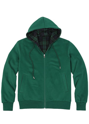 Men's Reversible Plaid Zip-Up Hooded Sweatshirt