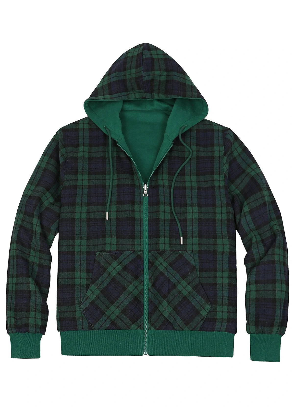 Men's Reversible Plaid Zip-Up Hooded Sweatshirt