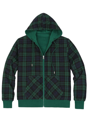 Men's Reversible Plaid Zip-Up Hooded Sweatshirt
