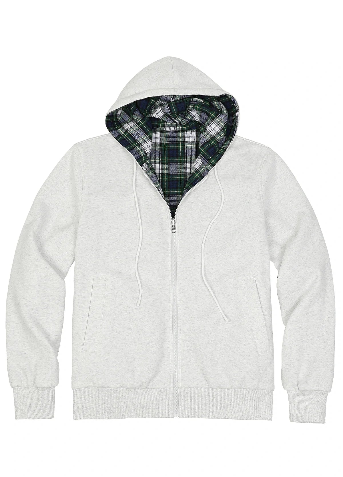 Men's Reversible Plaid Zip-Up Hooded Sweatshirt