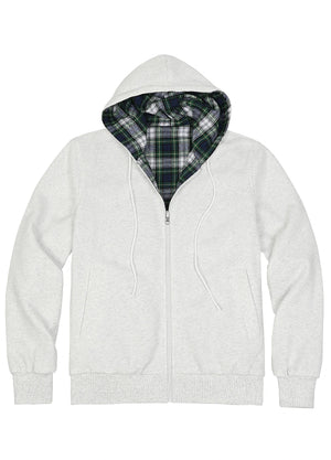 Men's Reversible Plaid Zip-Up Hooded Sweatshirt