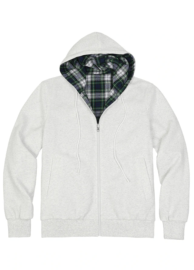 Men's Reversible Plaid Zip-Up Hooded Sweatshirt