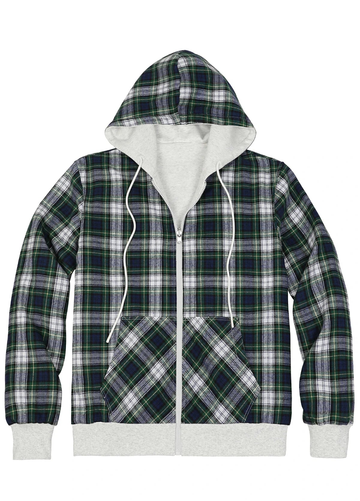 Men's Reversible Plaid Zip-Up Hooded Sweatshirt