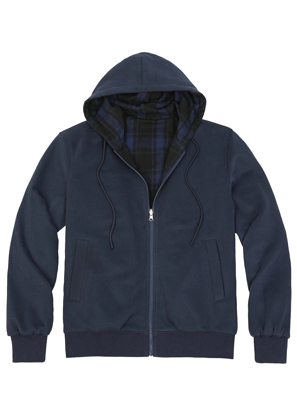 Men's Reversible Plaid Zip-Up Hooded Sweatshirt