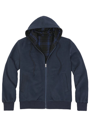 Men's Reversible Plaid Zip-Up Hooded Sweatshirt