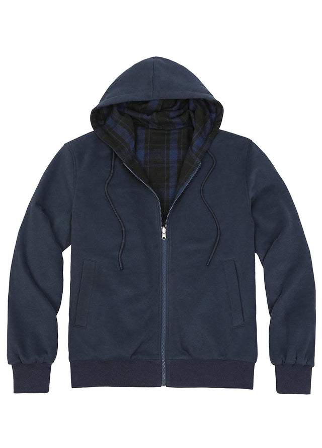Men's Reversible Plaid Zip-Up Hooded Sweatshirt