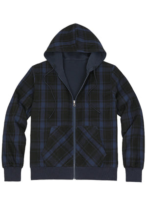 Men's Reversible Plaid Zip-Up Hooded Sweatshirt