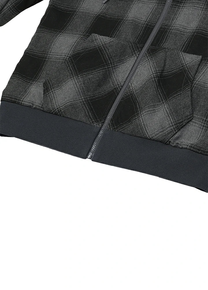 Men's Reversible Plaid Zip-Up Hooded Sweatshirt
