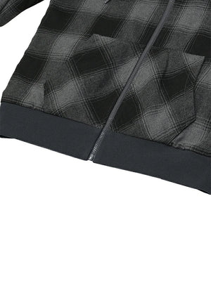 Men's Reversible Plaid Zip-Up Hooded Sweatshirt
