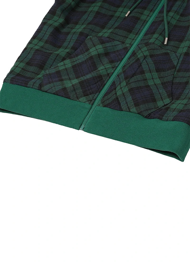 Men's Reversible Plaid Zip-Up Hooded Sweatshirt