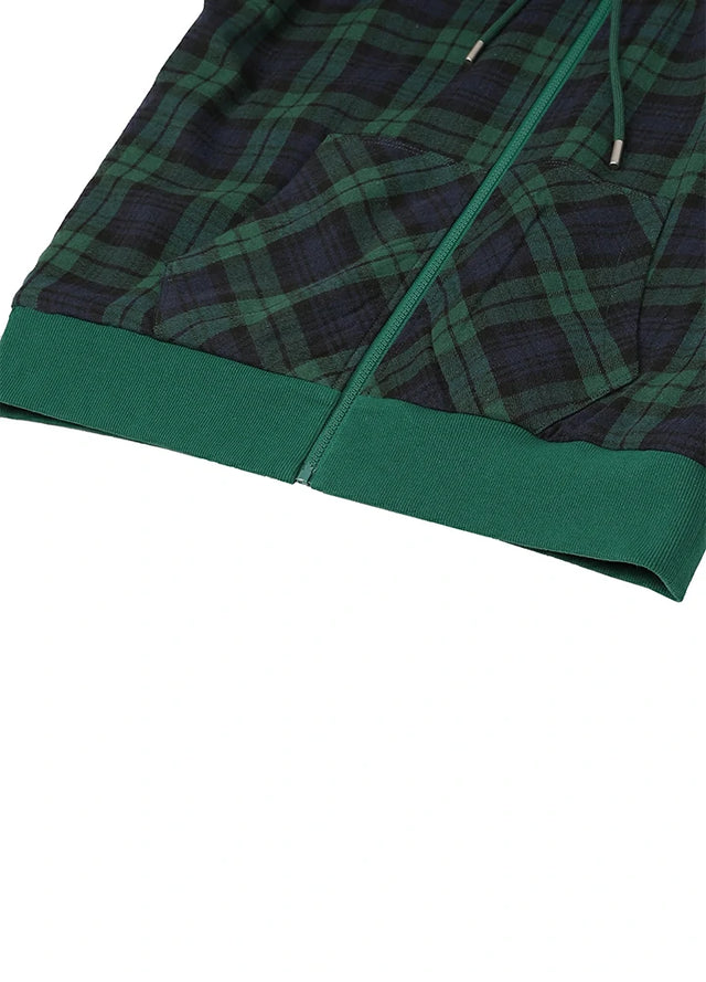 Men's Reversible Plaid Zip-Up Hooded Sweatshirt