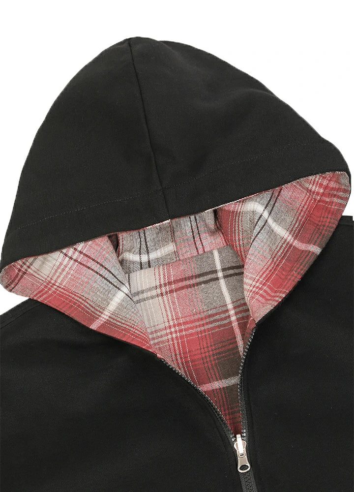 Men's Reversible Plaid Zip-Up Hooded Sweatshirt