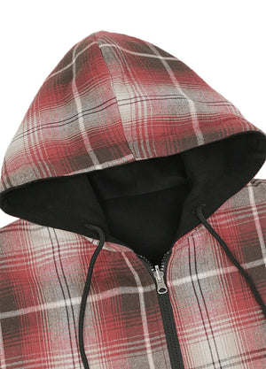Men's Reversible Plaid Zip-Up Hooded Sweatshirt