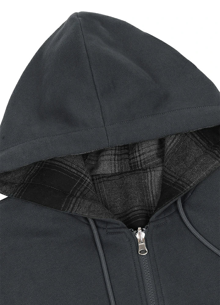 Men's Reversible Plaid Zip-Up Hooded Sweatshirt