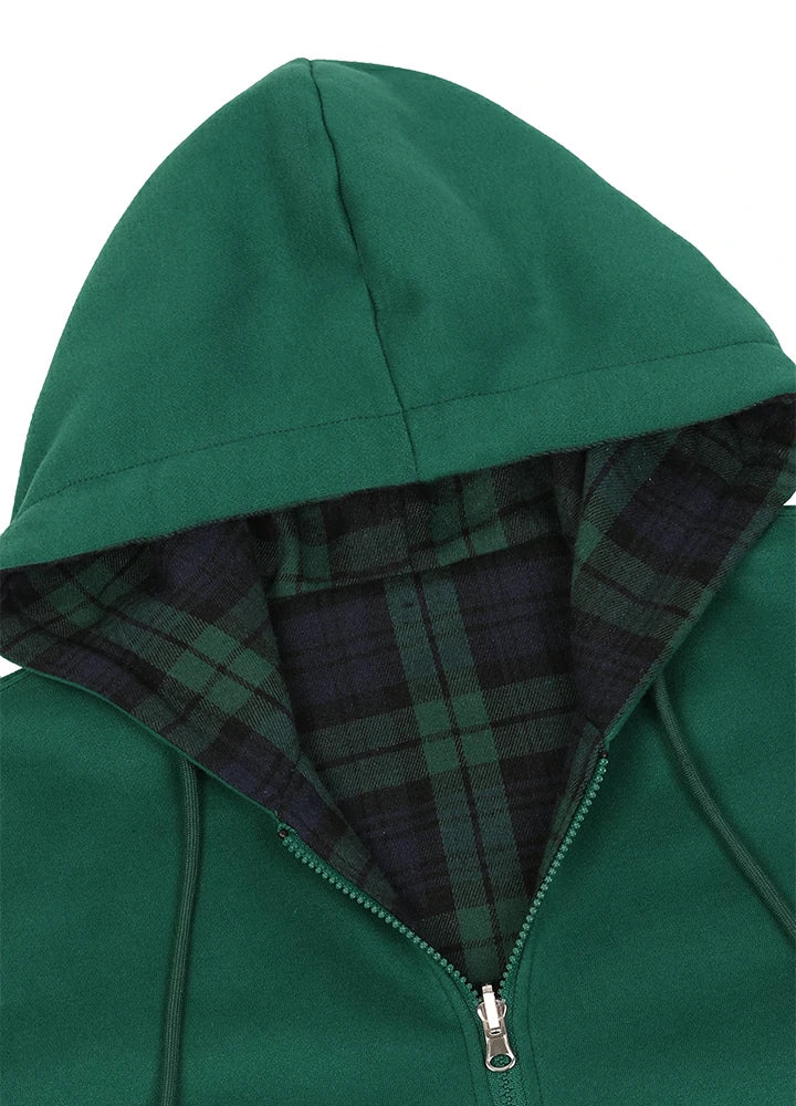Men's Reversible Plaid Zip-Up Hooded Sweatshirt