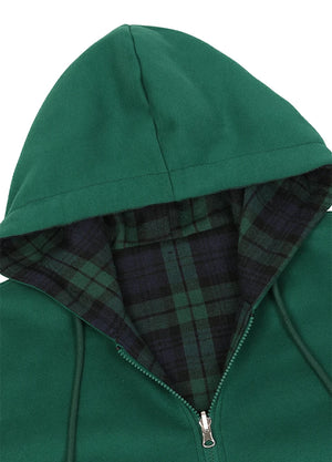 Men's Reversible Plaid Zip-Up Hooded Sweatshirt