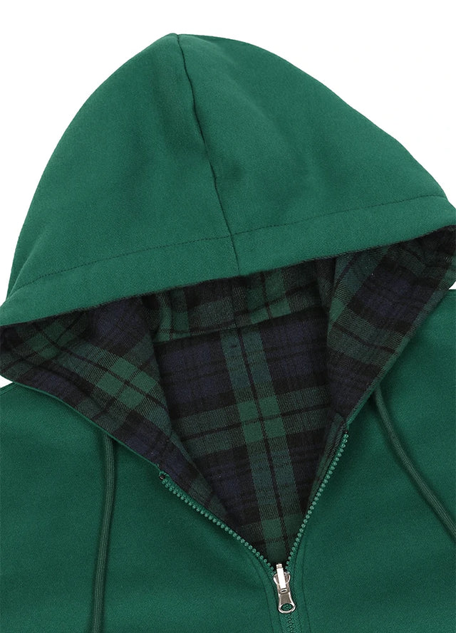 Men's Reversible Plaid Zip-Up Hooded Sweatshirt