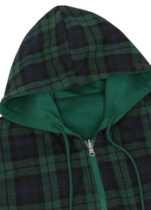 Men's Reversible Plaid Zip-Up Hooded Sweatshirt