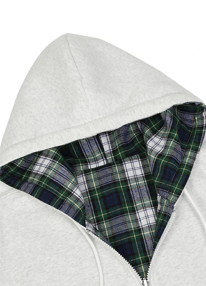 Men's Reversible Plaid Zip-Up Hooded Sweatshirt