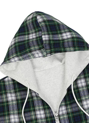 Men's Reversible Plaid Zip-Up Hooded Sweatshirt