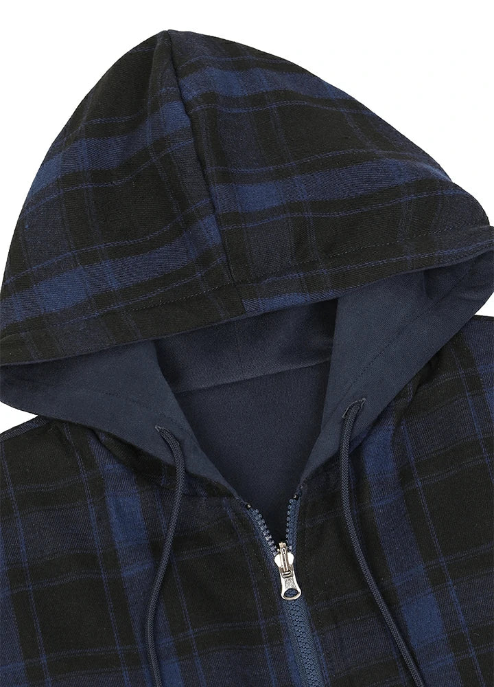 Men's Reversible Plaid Zip-Up Hooded Sweatshirt