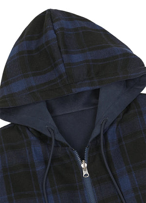 Men's Reversible Plaid Zip-Up Hooded Sweatshirt