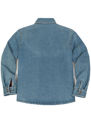 Men's Classic Denim Fleece Lined Shirt Jacket