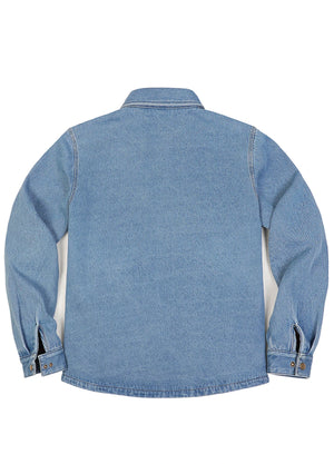 Men's Classic Denim Fleece Lined Shirt Jacket