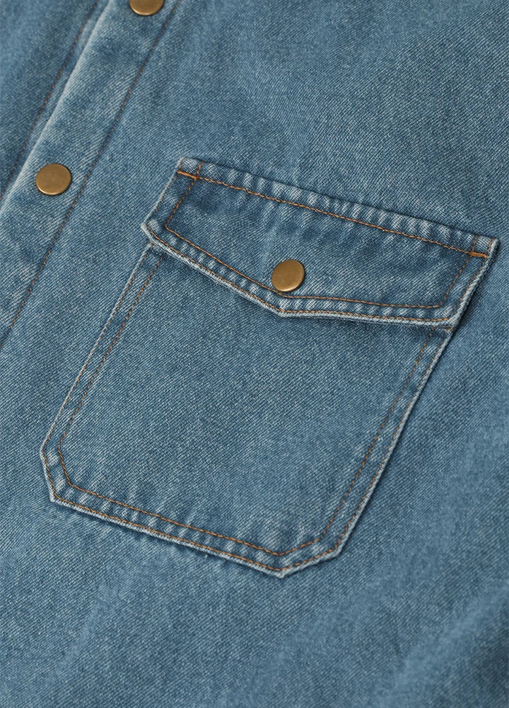 Men's Classic Denim Fleece Lined Shirt Jacket