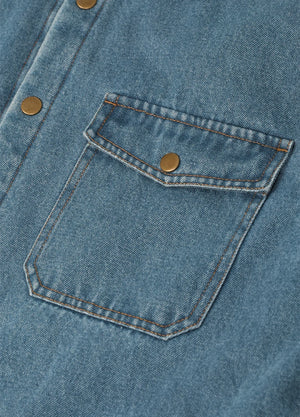 Men's Classic Denim Fleece Lined Shirt Jacket