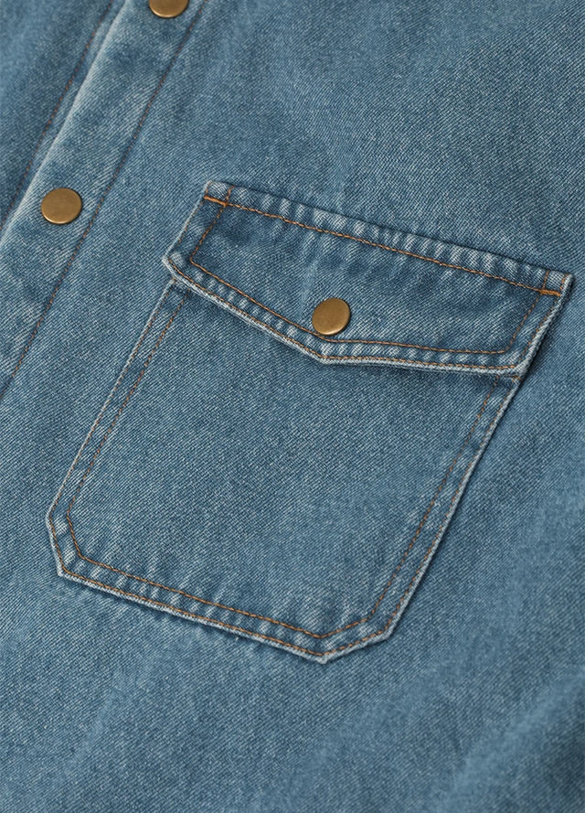 Men's Classic Denim Fleece Lined Shirt Jacket