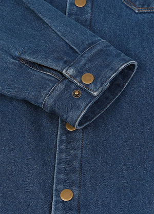 Men's Classic Denim Fleece Lined Shirt Jacket