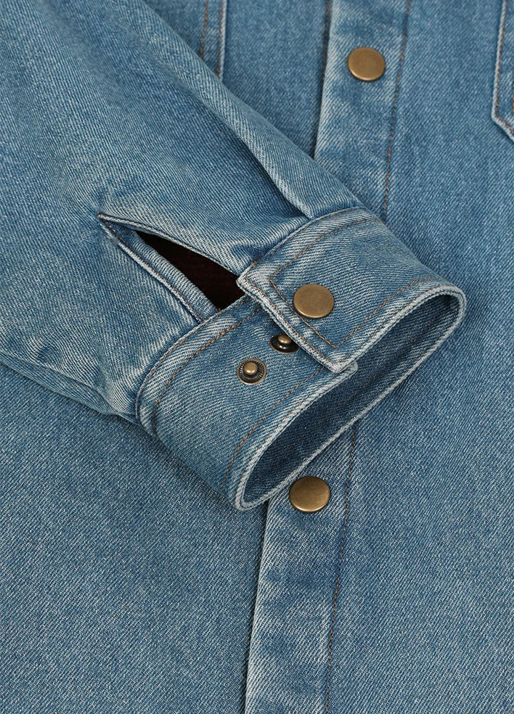 Men's Classic Denim Fleece Lined Shirt Jacket