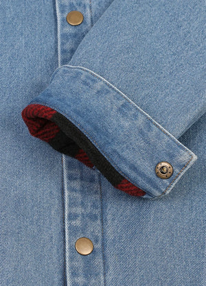 Men's Classic Denim Fleece Lined Shirt Jacket
