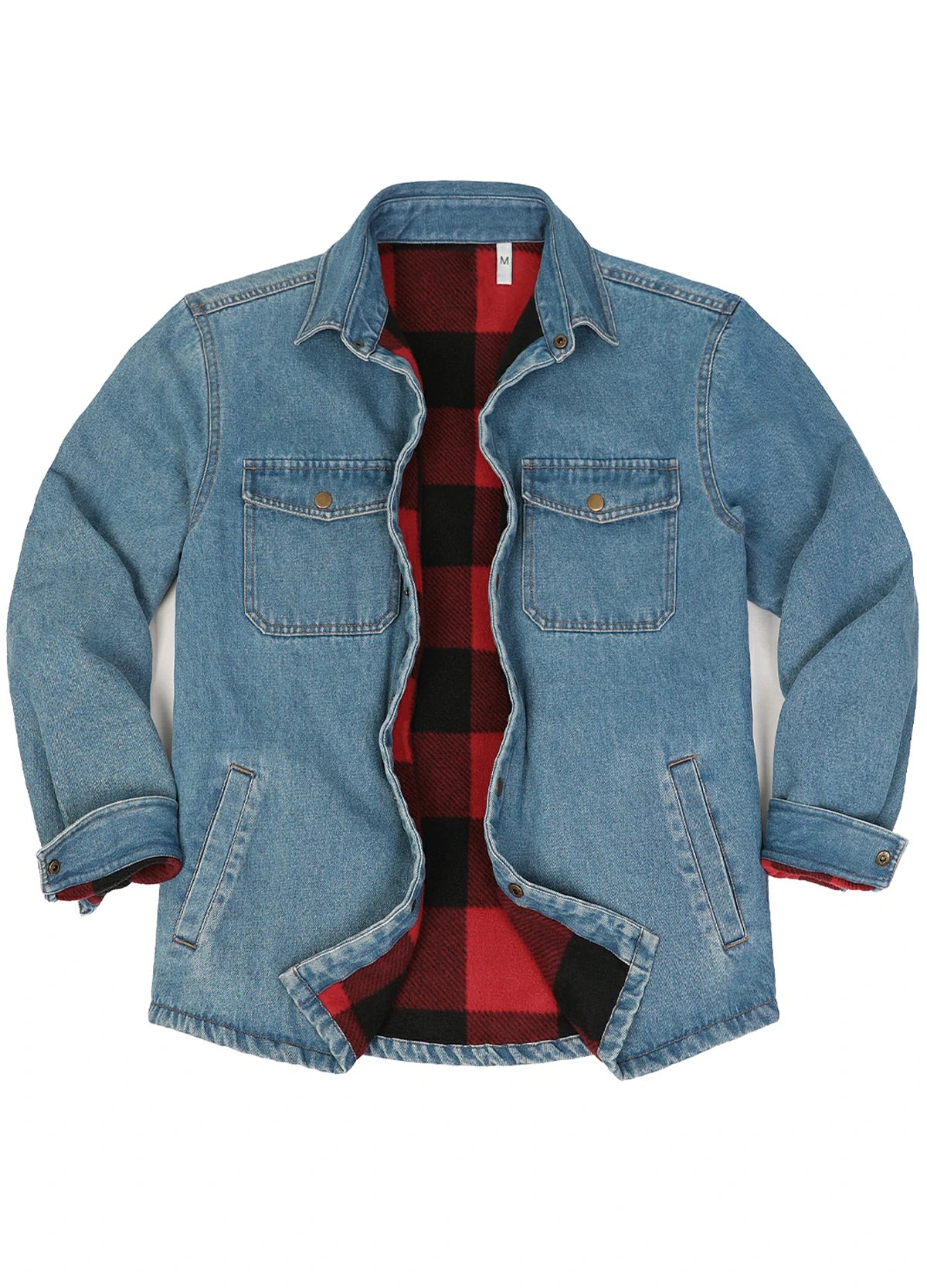 Men's Classic Denim Fleece Lined Shirt Jacket