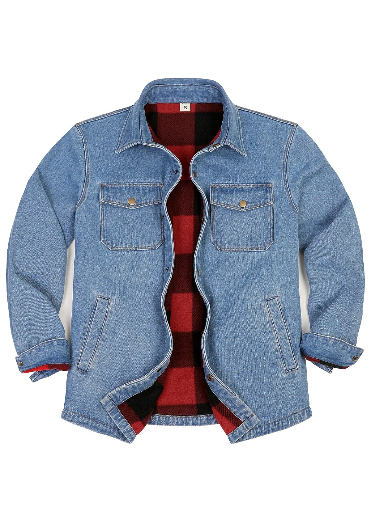 Men's Classic Denim Fleece Lined Shirt Jacket