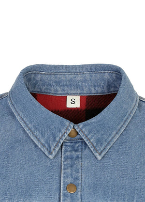 Men's Classic Denim Fleece Lined Shirt Jacket