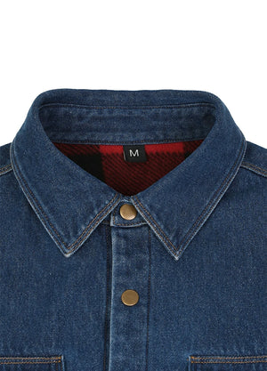 Men's Classic Denim Fleece Lined Shirt Jacket