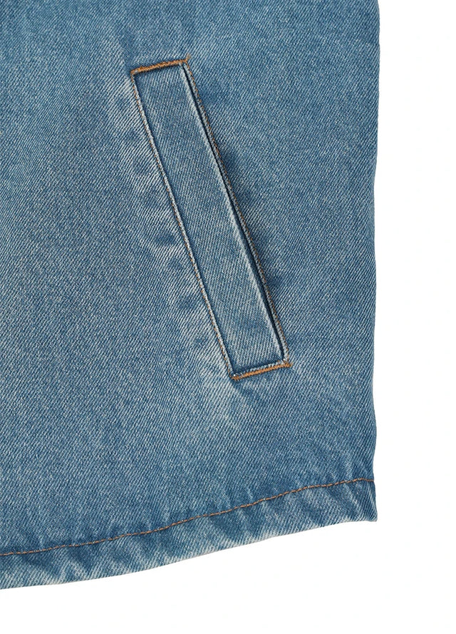 Men's Classic Denim Fleece Lined Shirt Jacket