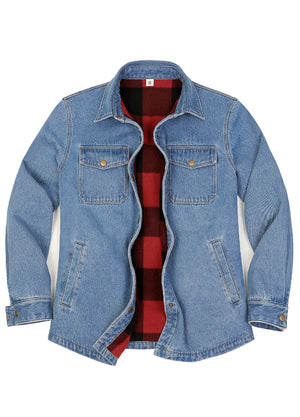 Women's Classic Fleece Lined Denim Shirt Jacket
