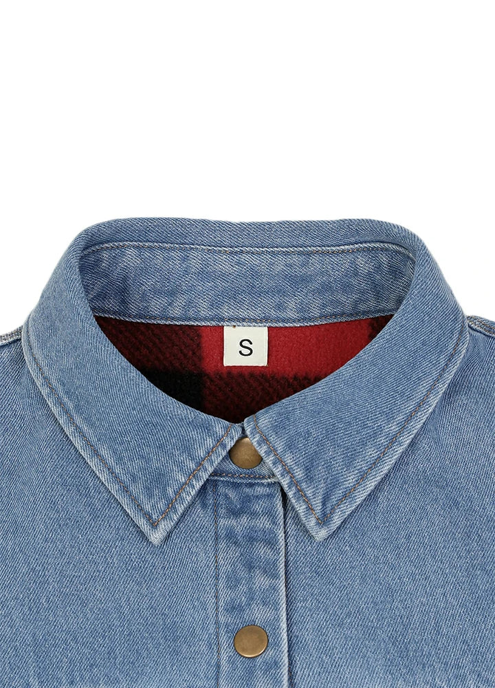 Women's Classic Fleece Lined Denim Shirt Jacket