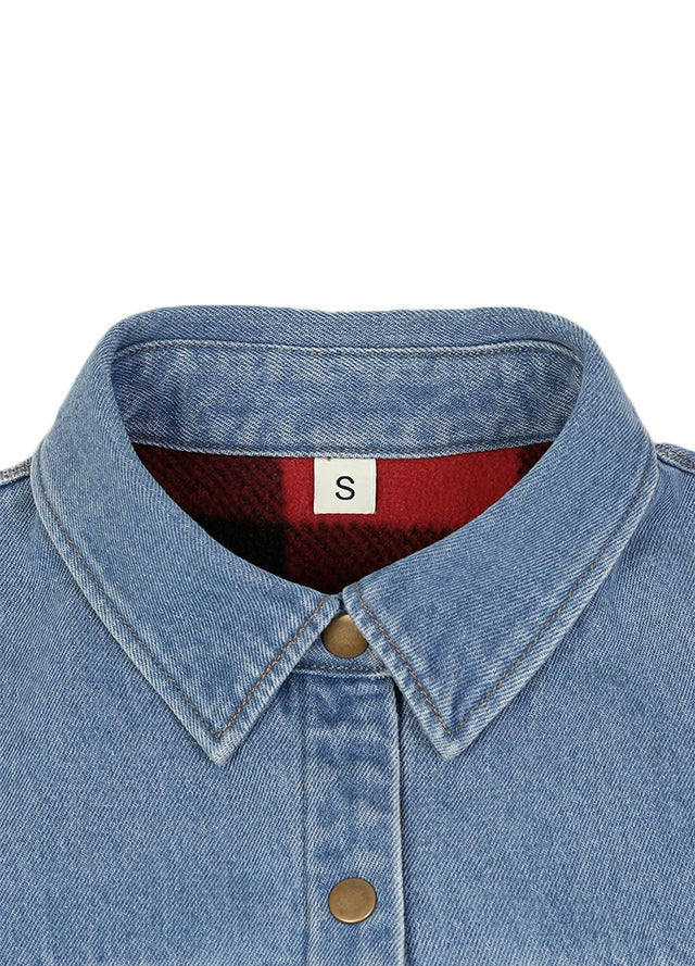Women's Classic Fleece Lined Denim Shirt Jacket