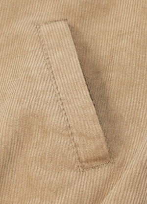 Zoomed-in view of the hand pocket on a women's khaki corduroy jacket-XR811KI-S,XR811KI-M,XR811KI-L,XR811KI-XL