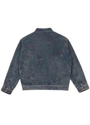 Heavyweight Pleated Washed Deconstructed Denim Jacket