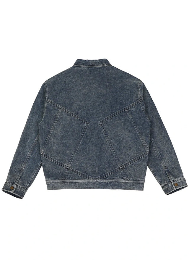Heavyweight Pleated Washed Deconstructed Denim Jacket