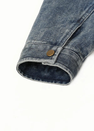 Heavyweight Pleated Washed Deconstructed Denim Jacket