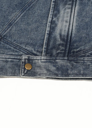 Heavyweight Pleated Washed Deconstructed Denim Jacket