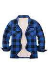 Front view of kids  blue flannel shacket