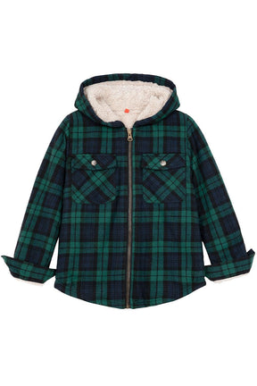 Front view of boys black watch flannel jacket-XR130BW-S,XR130BW-M,XR130BW-L,XR130BW-XL